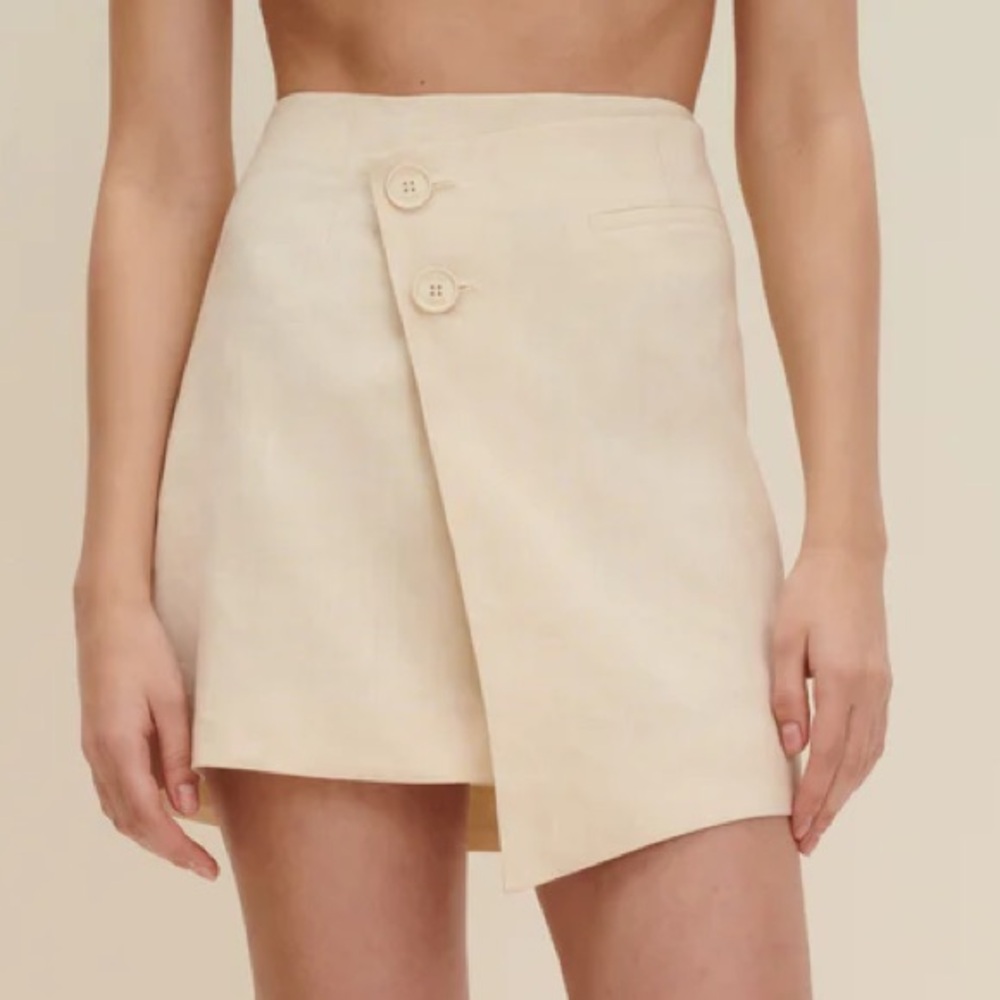 BRAND NEW Jaaf Beige Asymmetric Mini Skirt in XS